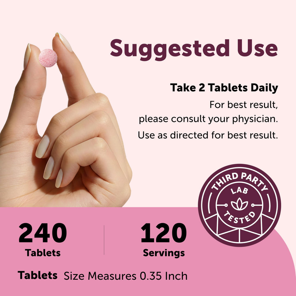 Micro Ingredients tableta en mano para comparar tamaño y mostrar la conveniencia del formato masticable