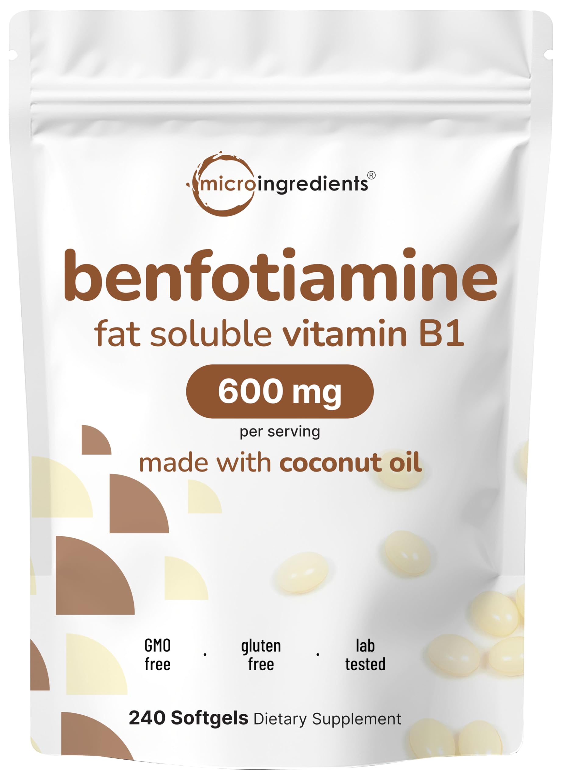 Micro Ingredients botella frontal mostrando 240 softgels y beneficios claros
