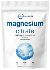 Micro Ingredients envase frontal del polvo de citrato de magnesio, muestra pura