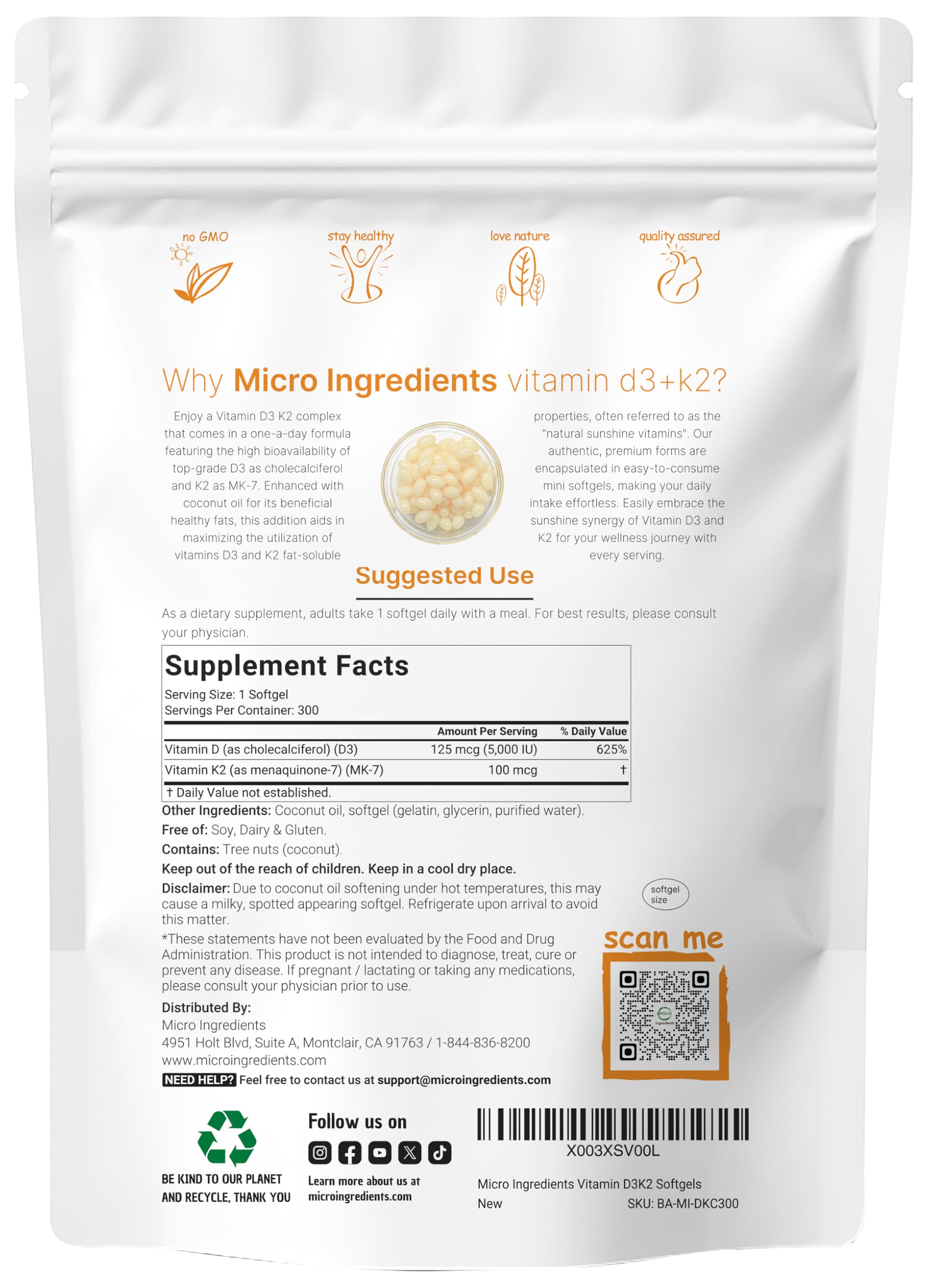 Micro Ingredients cápsula cercana que resalta su tamaño pequeño y fácil ingestión