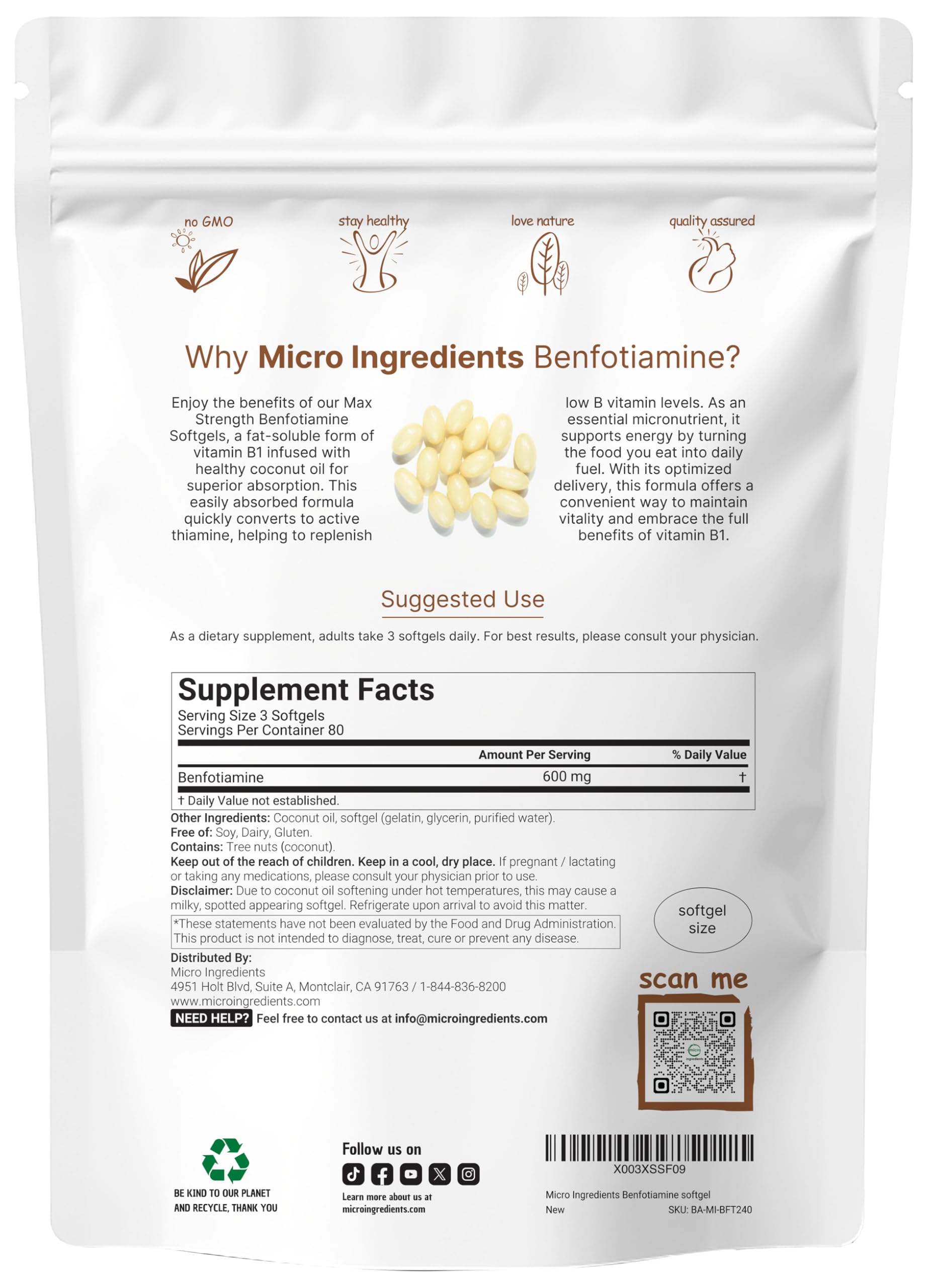 Micro Ingredients primer plano de una cápsula blanda resaltando solubilidad