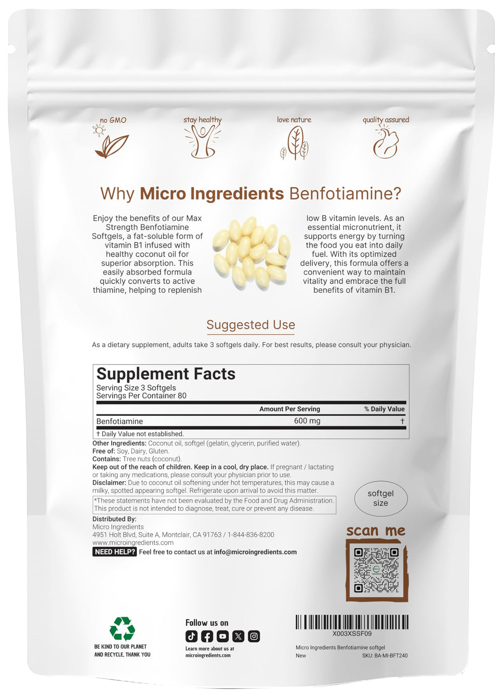 Micro Ingredients primer plano de una cápsula blanda resaltando solubilidad