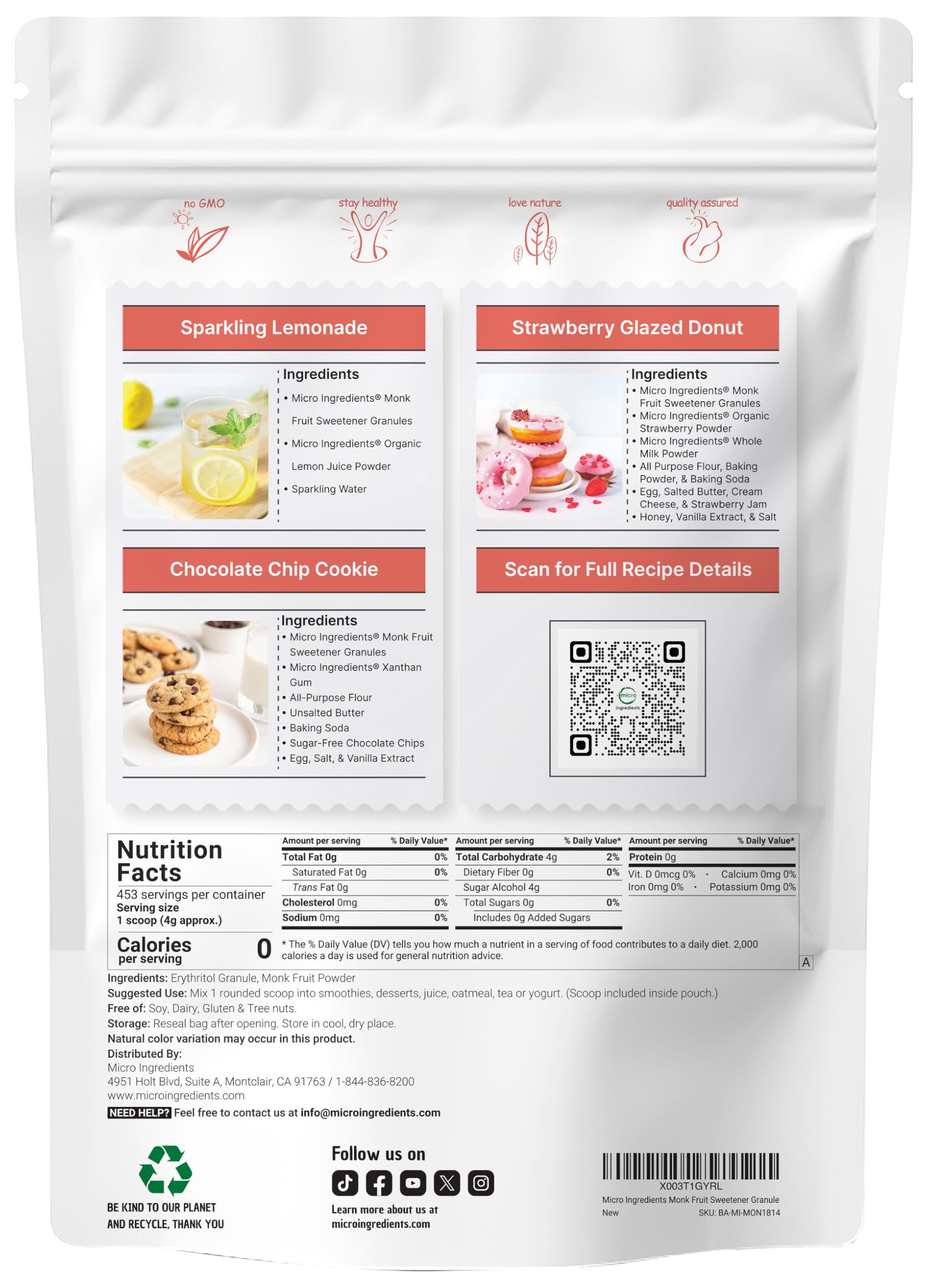 Micro Ingredients cuchara medidora incluida para porciones exactas y preparación sencilla