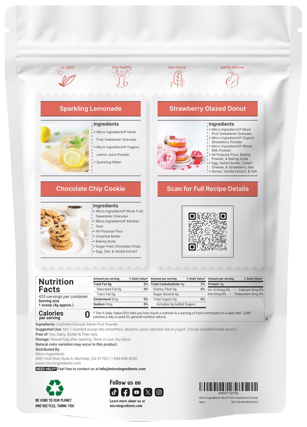 Micro Ingredients cuchara medidora incluida para porciones exactas y preparación sencilla