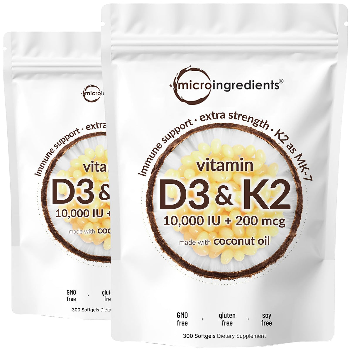 Micro Ingredients etiqueta frontal del producto mostrando dosis y pack doble para ahorro