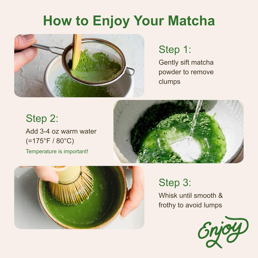 Micro Ingredients matcha preparado en una taza tradicional, resalta color verde intenso y aroma