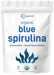 Micro Ingredients frente del paquete mostrando etiqueta y color azul vibrante