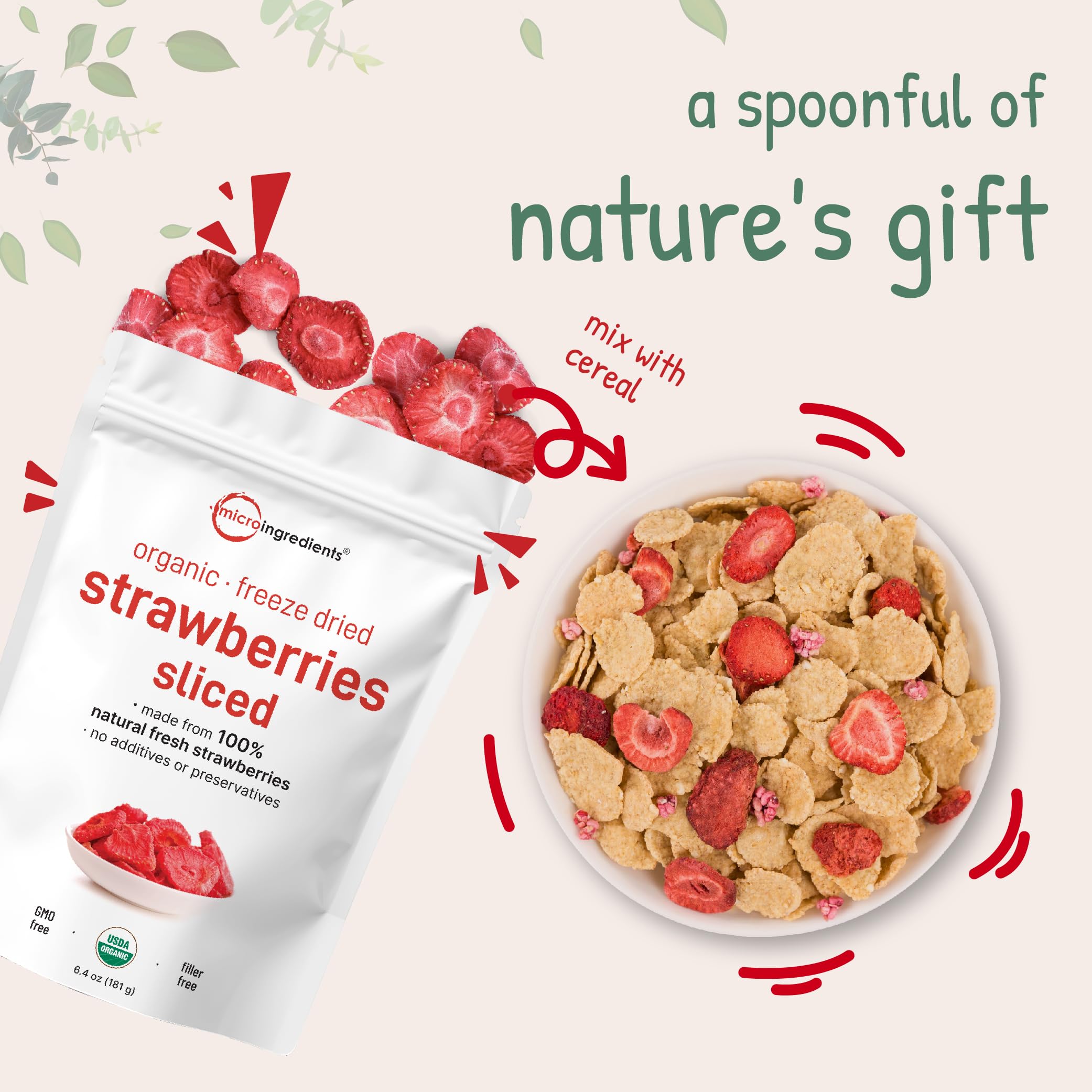 Micro Ingredients rodajas sobre ensalada y postre, embellece y endulza sin azúcares