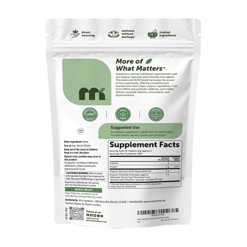 Micro Ingredients etiqueta nutricional enfocada en ingredientes y certificaciones