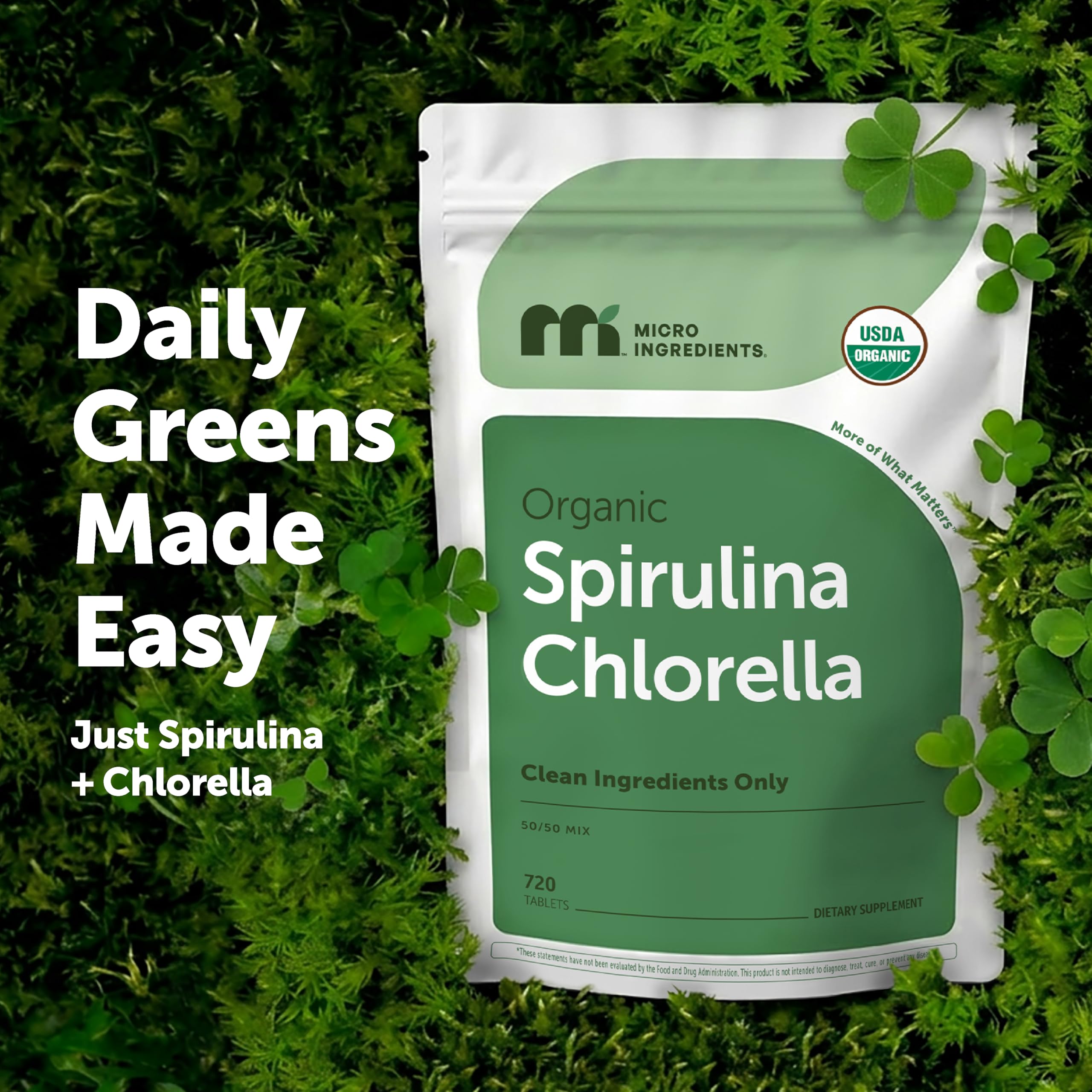 Micro Ingredients etiqueta con lista de ingredientes y certificaciones de calidad