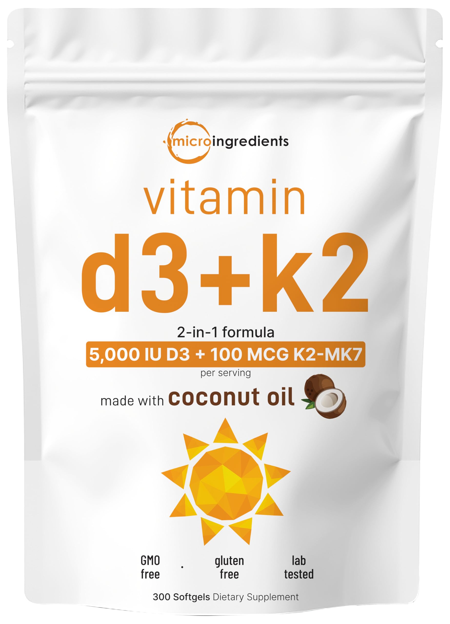Micro Ingredients frente del envase mostrando 300 softgels y beneficios claros