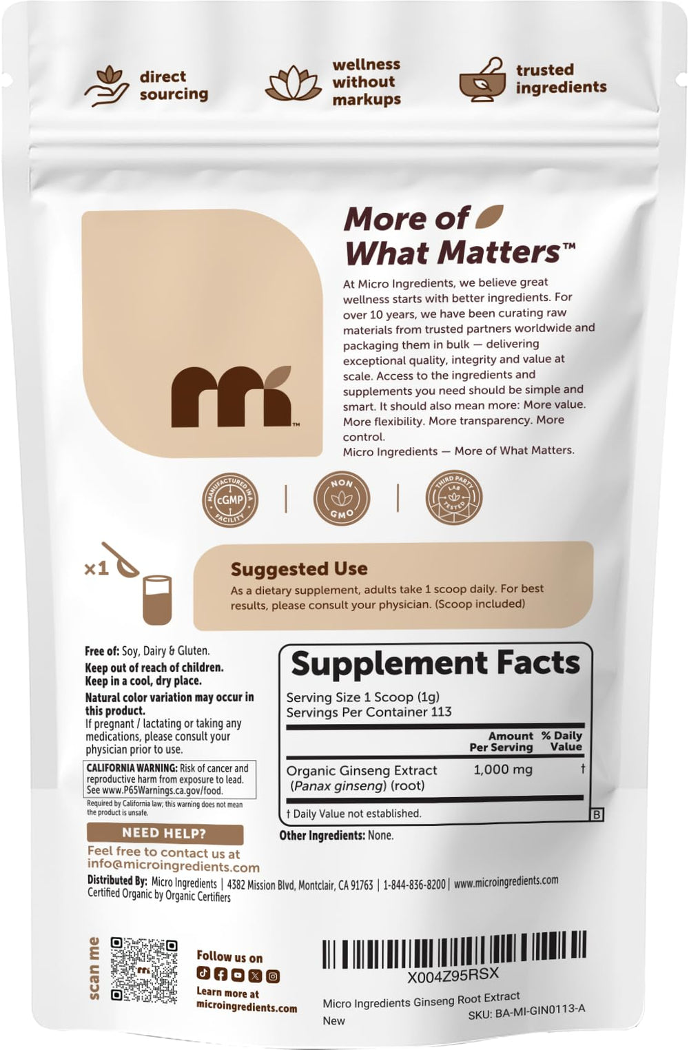 Micro Ingredients ingredientes del smoothie con polvo de ginseng para recetas diarias