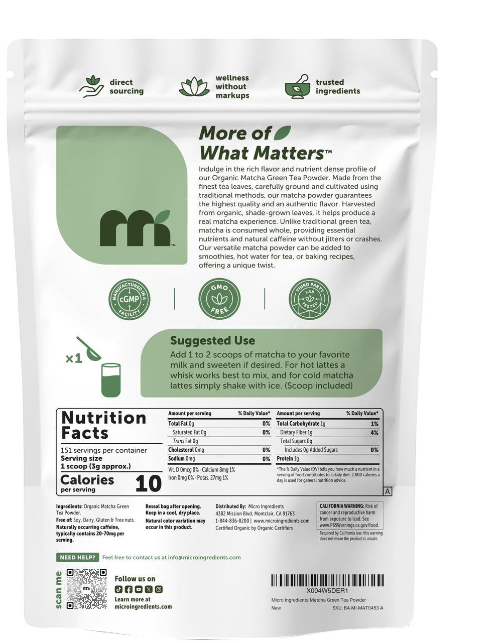 Micro Ingredients empaque eco amigable que conserva frescura