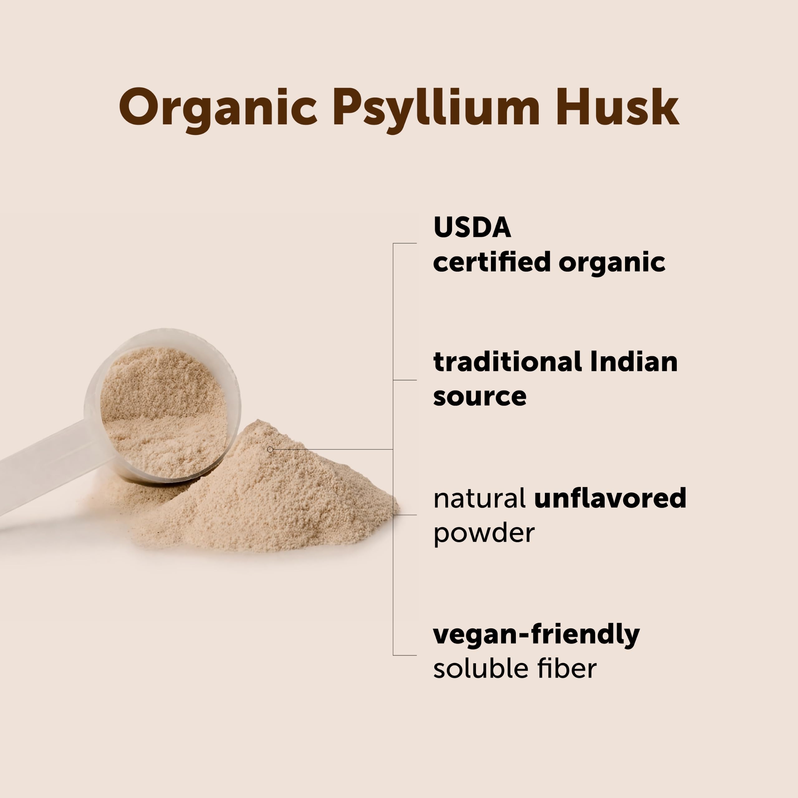 Micro Ingredients cucharada de psyllium mostrando porción y control de ración