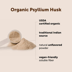 Micro Ingredients cucharada de psyllium mostrando porción y control de ración