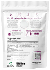 Micro Ingredients primer plano del polvo del sobre destacando textura disoluble