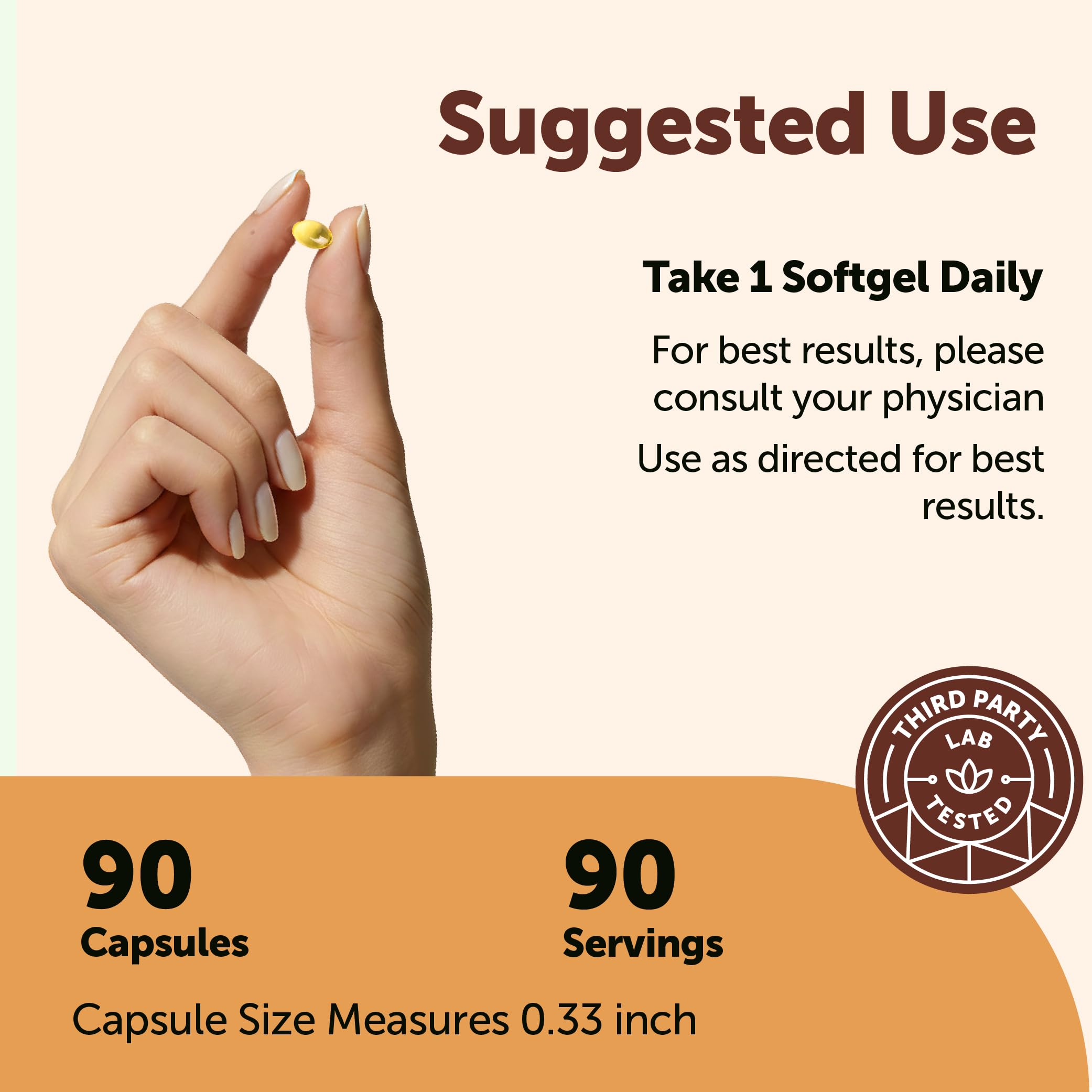 Micro Ingredients softgel en mano para comparar tamaño y facilidad