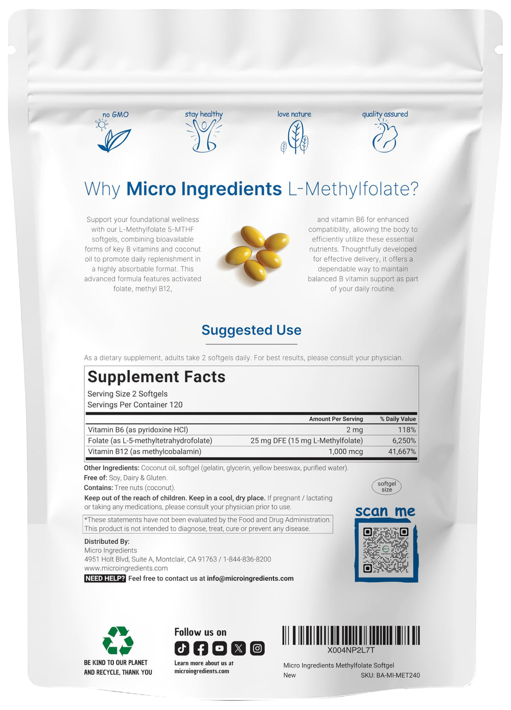 Micro Ingredients close-up de softgel mostrando textura y fácil ingestión