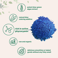 Micro Ingredients polvo azul mezclado en smoothie, color vibrante y natural