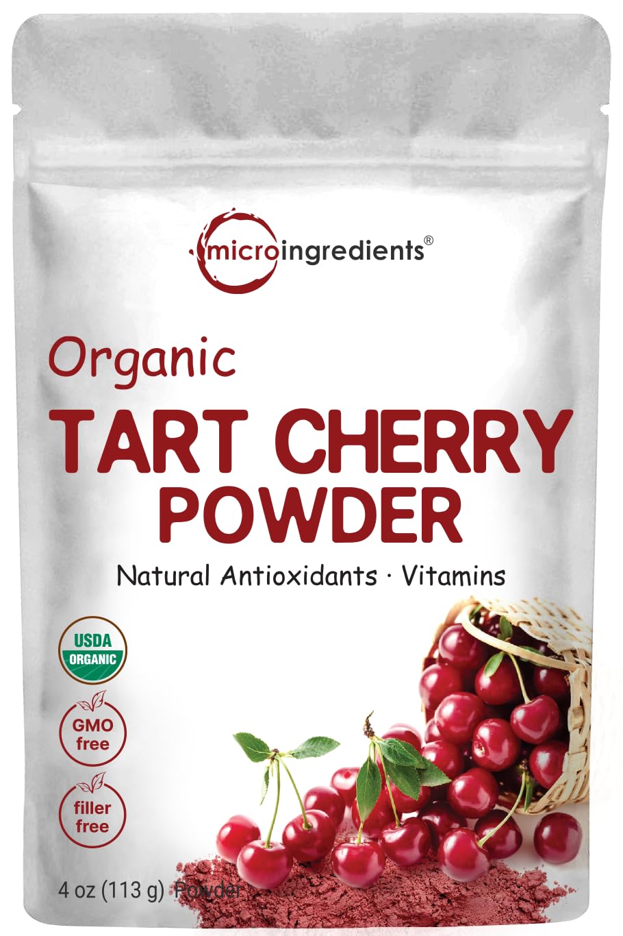 Micro Ingredients frasco frontal mostrando etiqueta orgánica y formato práctico