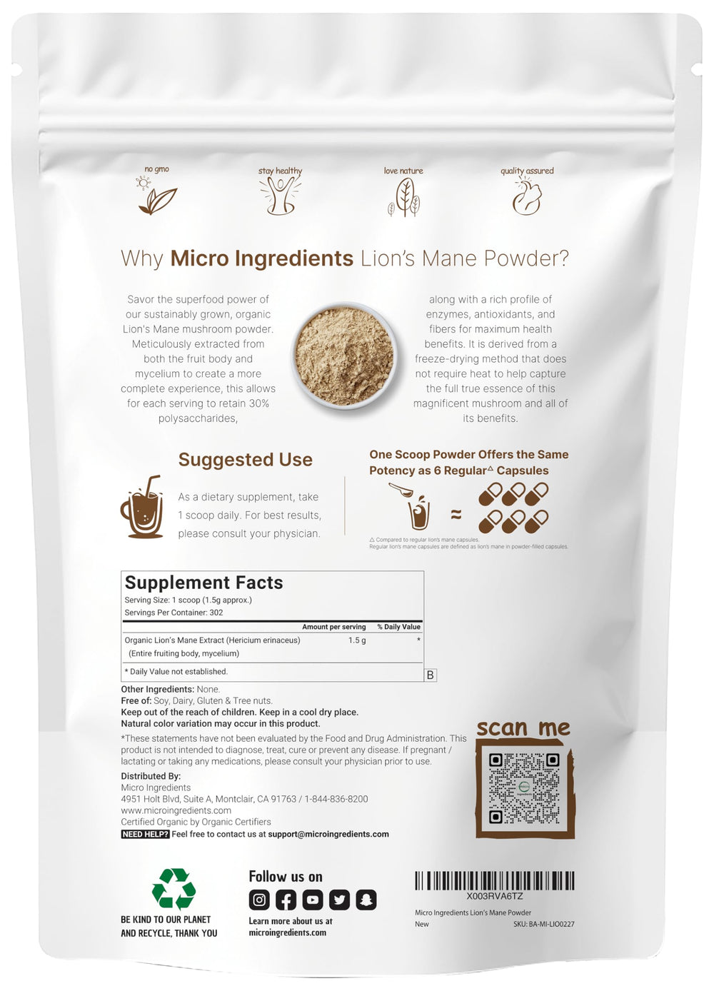 Micro Ingredients textura del polvo en primer plano que resalta su finura y fácil mezcla