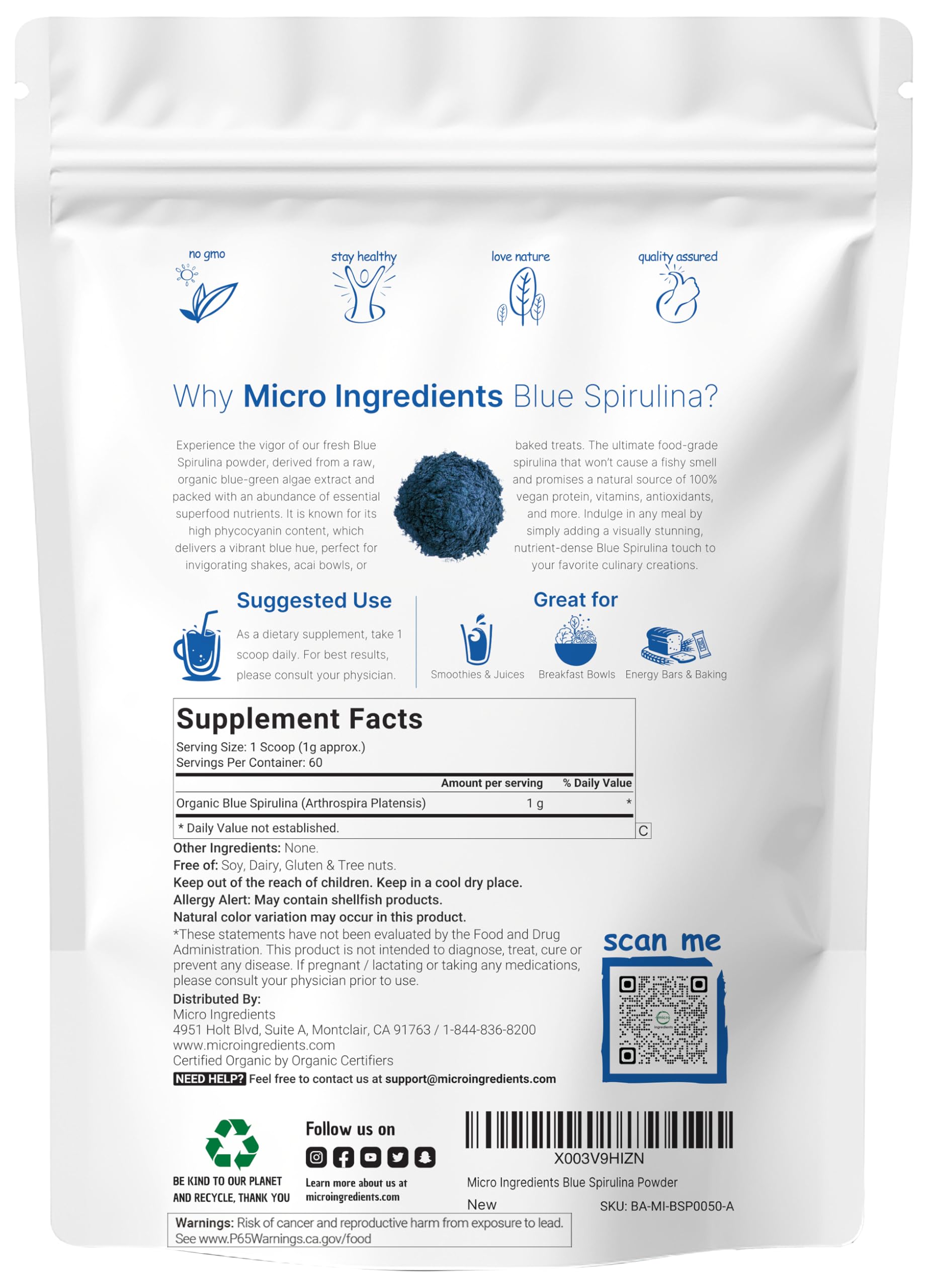 Micro Ingredients textura en polvo fina que facilita mezcla rápida