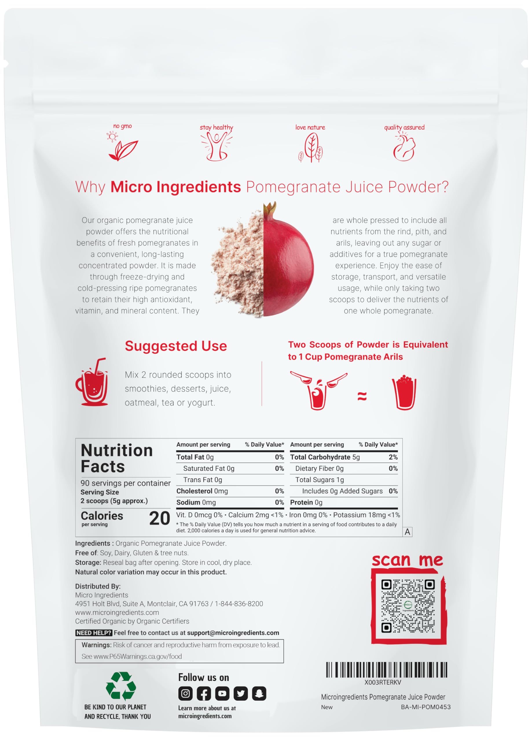 Micro Ingredients primer plano del polvo con textura fina y color vibrante