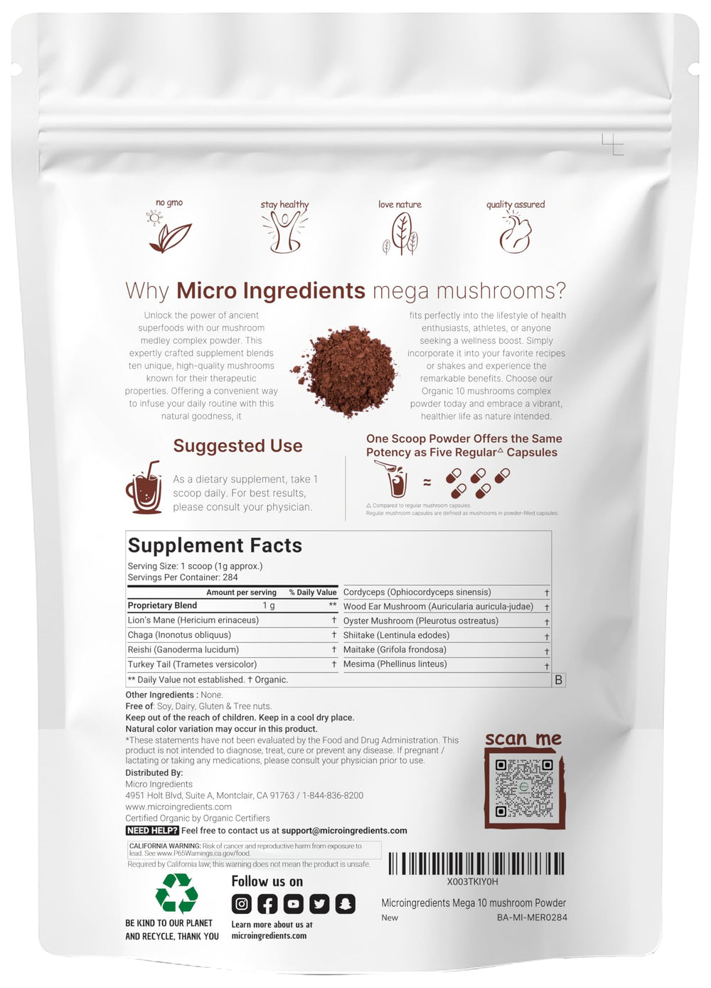 Micro Ingredients textura del polvo en primer plano para mezcla rápida y absorción