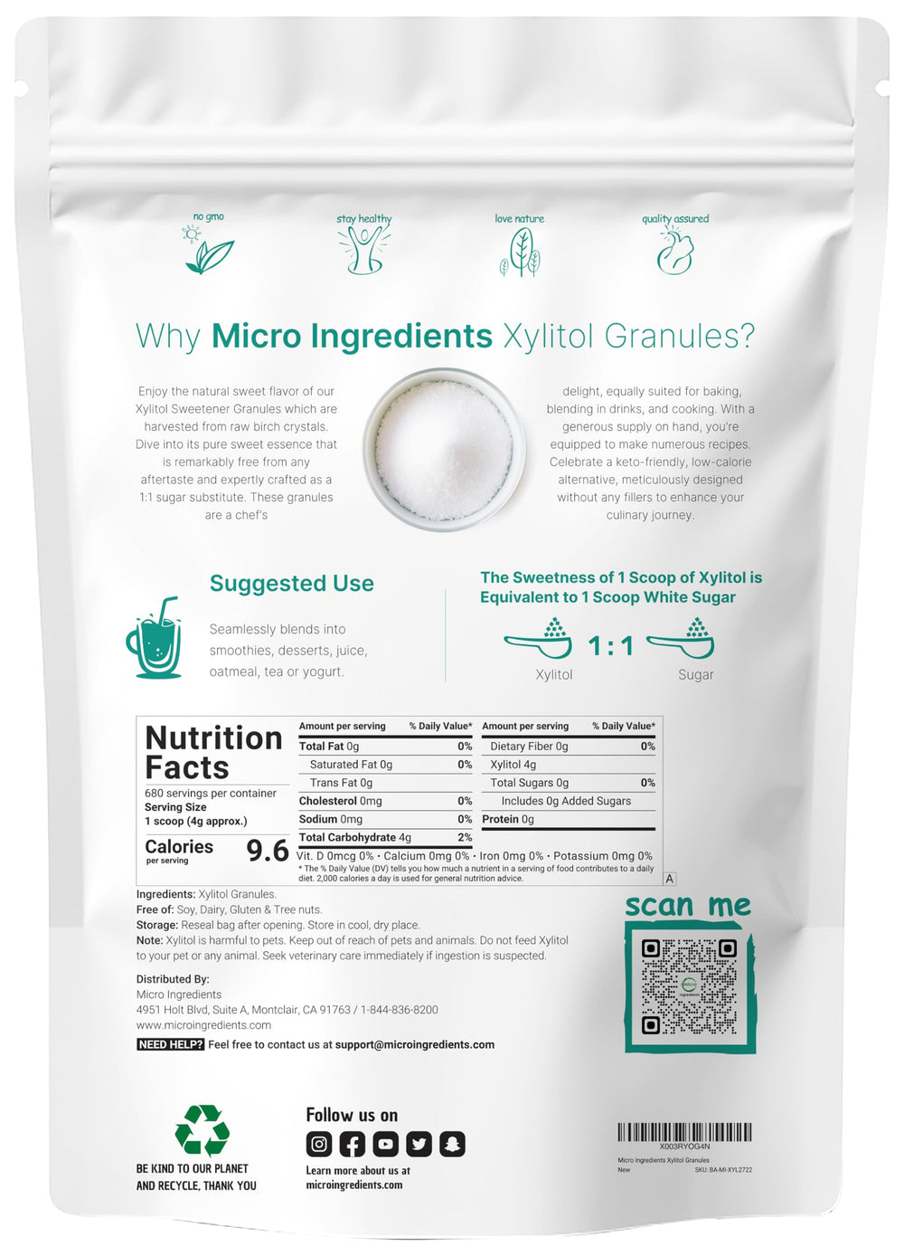 Micro Ingredients primeros planos de cristales mostrando textura fina para hornear