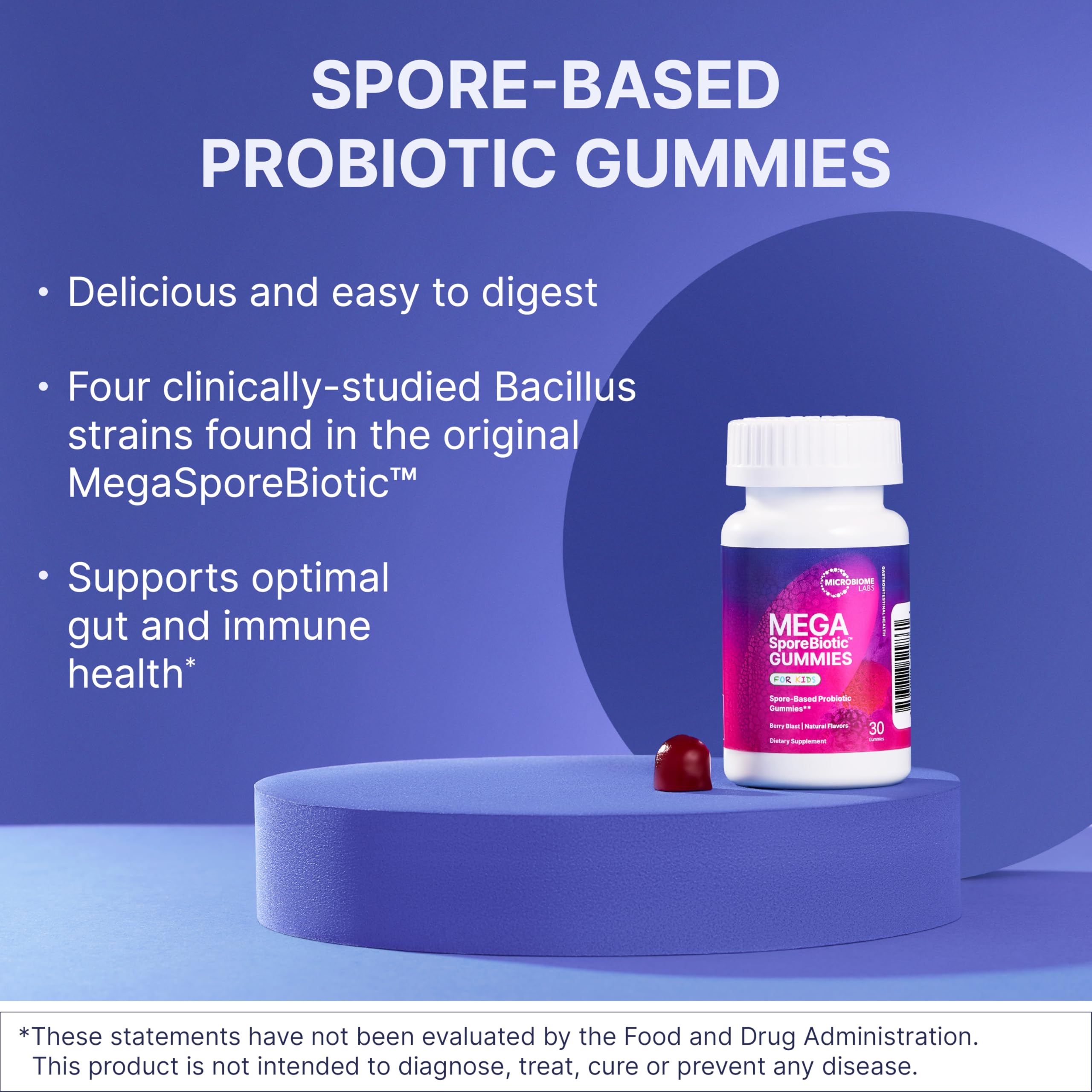 Microbiome Labs primer plano de textura de gominola para apetito infantil