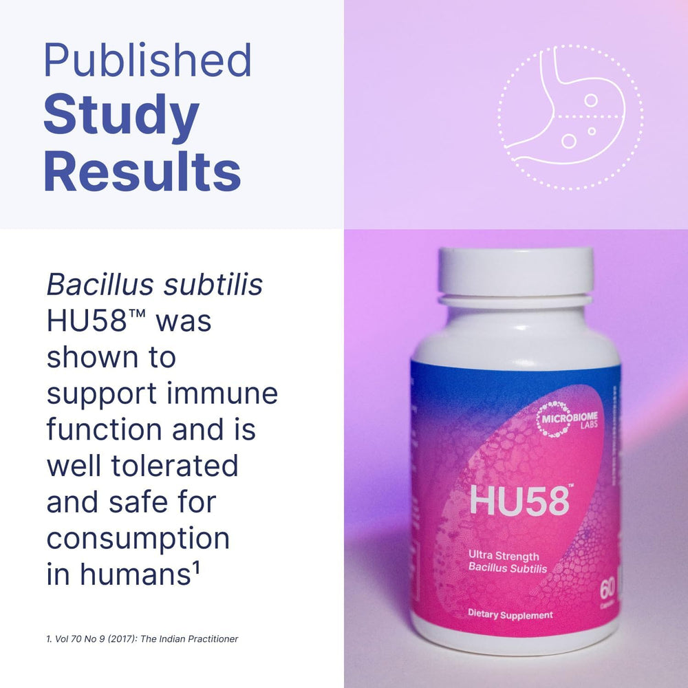 Microbiome Labs HU58 polvo de esporas en detalle que ilustra estabilidad