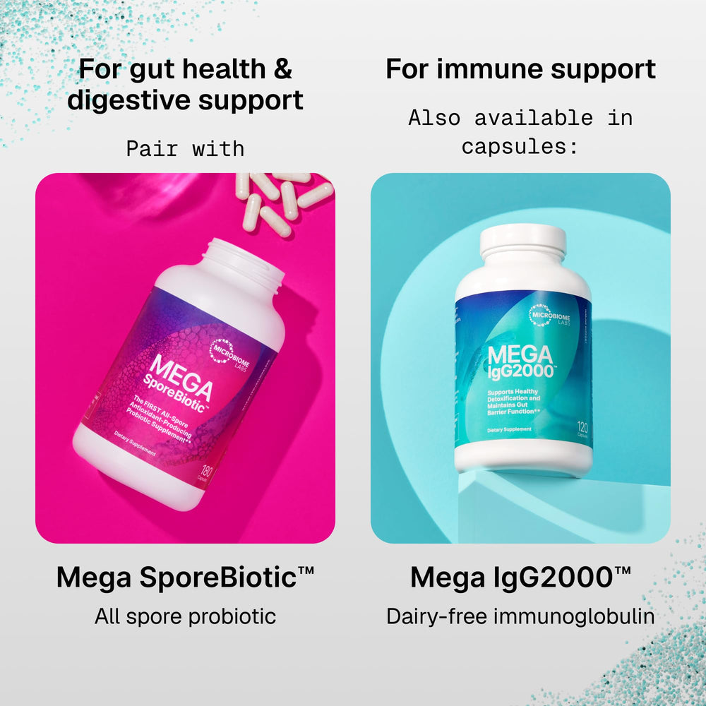 Microbiome Labs producto en encimera de cocina mostrando integración diaria