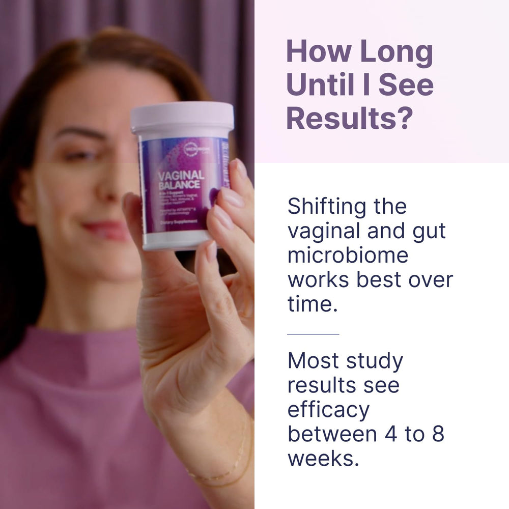 Microbiome Labs estilo de vida con producto sobre tocador para bienestar femenino