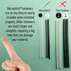 MicroStitch primer plano de aguja ultrafina, precisión que protege telas
