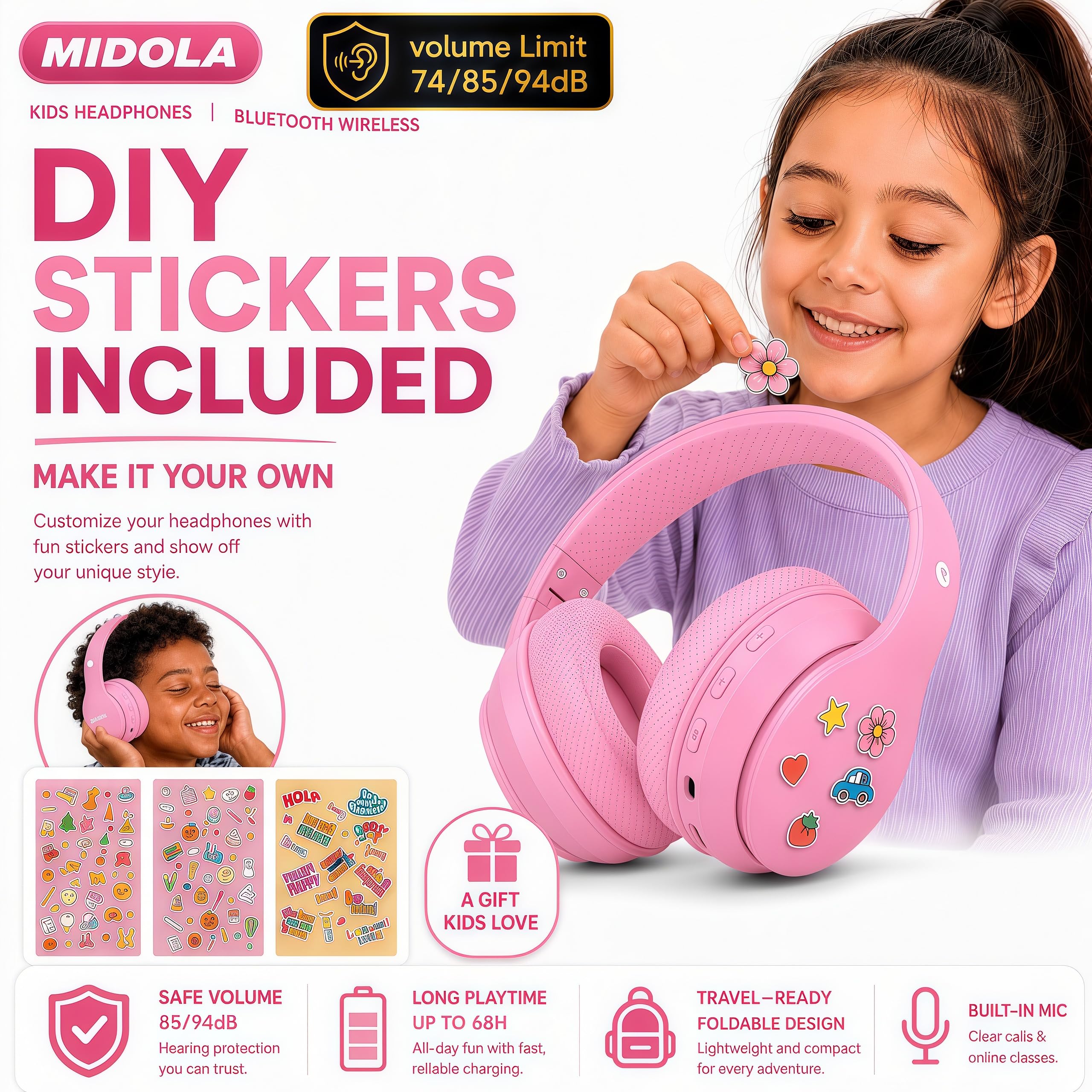 MIDOLA guía para padres y pegatinas para personalizar y configurar seguridad