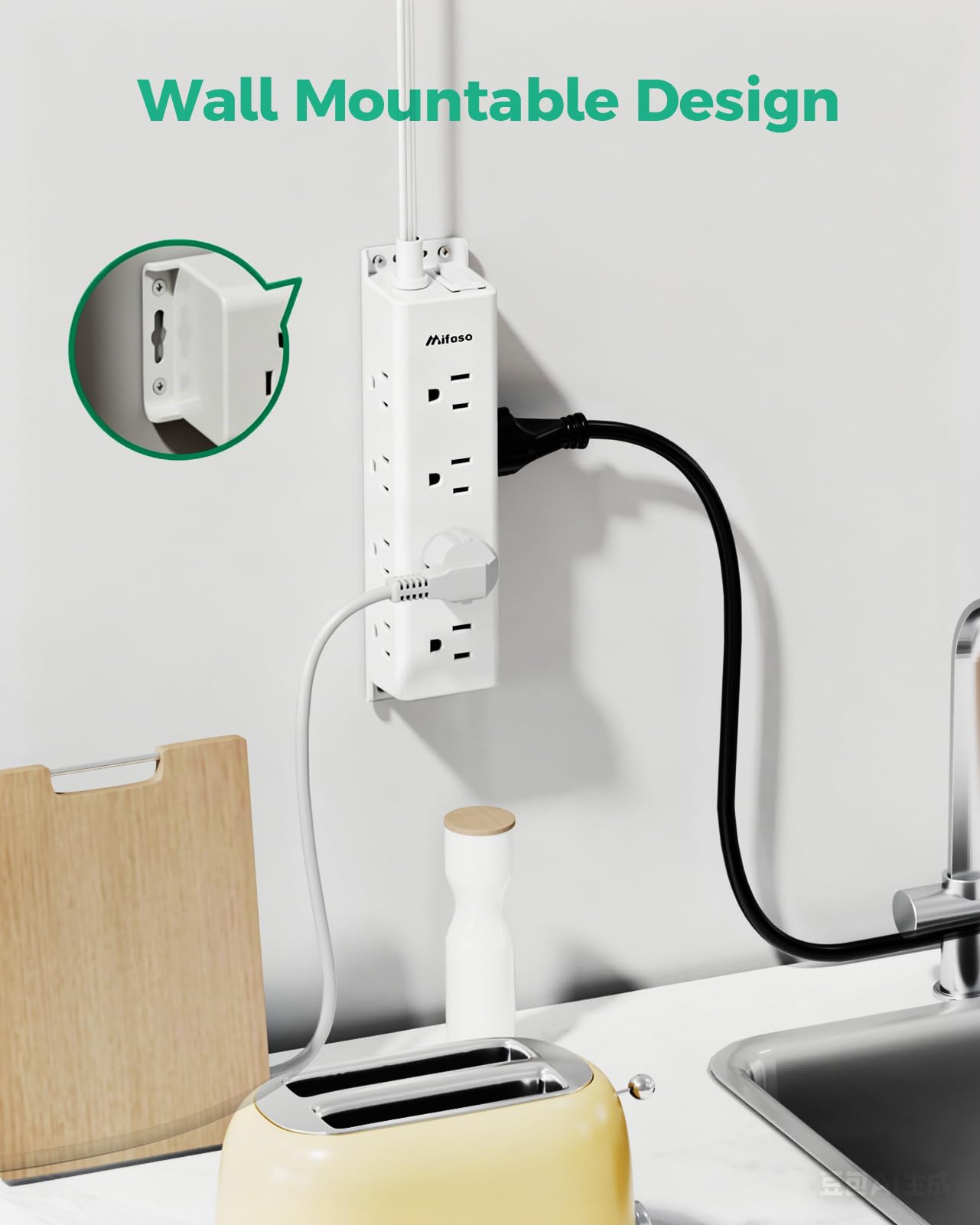 Mifaso enchufe plano a 45 grados para montaje junto a la pared, instalación compacta