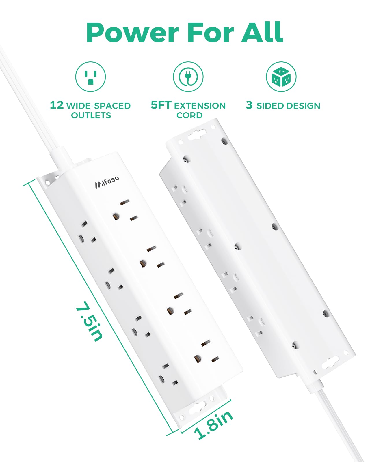 Mifaso regleta en ambiente de oficina con múltiples dispositivos, energía ordenada