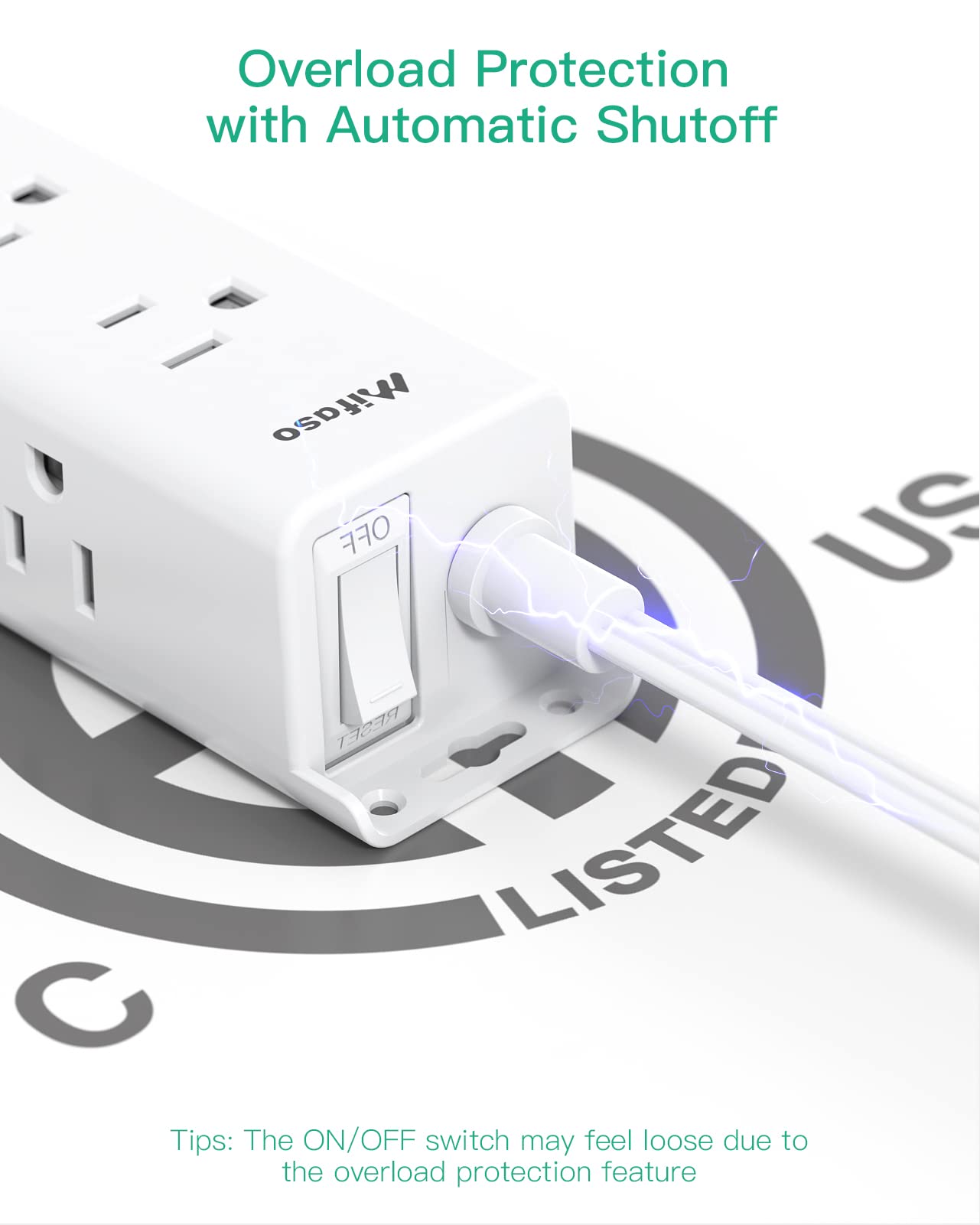 Mifaso interruptor reiniciable y etiqueta ETL, protección y certificación visible