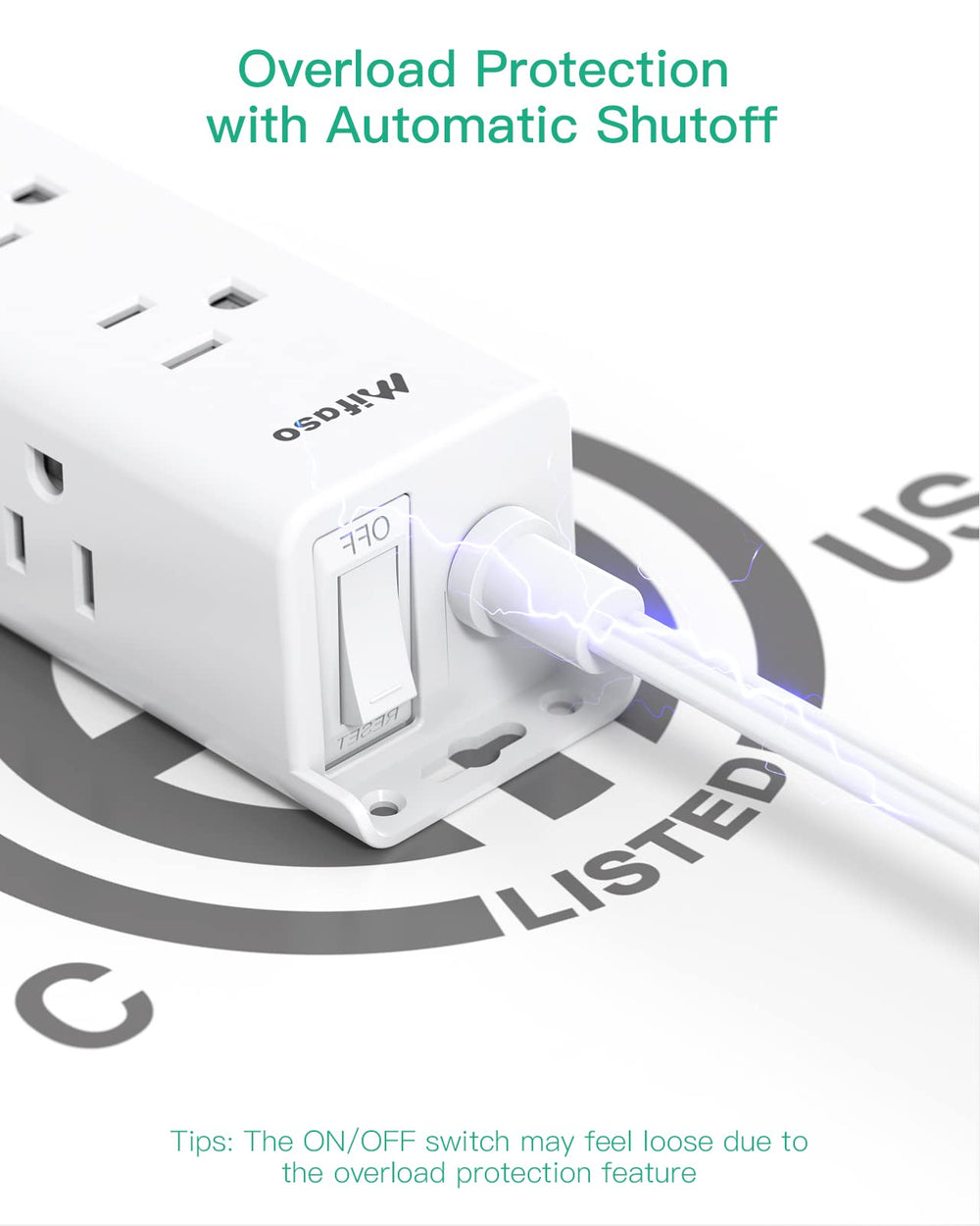 Mifaso interruptor reiniciable y etiqueta ETL, protección y certificación visible