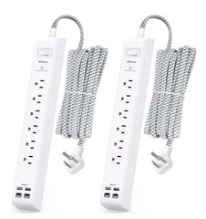 Mifaso regleta frontal pack mostrando seis tomas AC y cuatro puertos USB para múltiples dispositivos