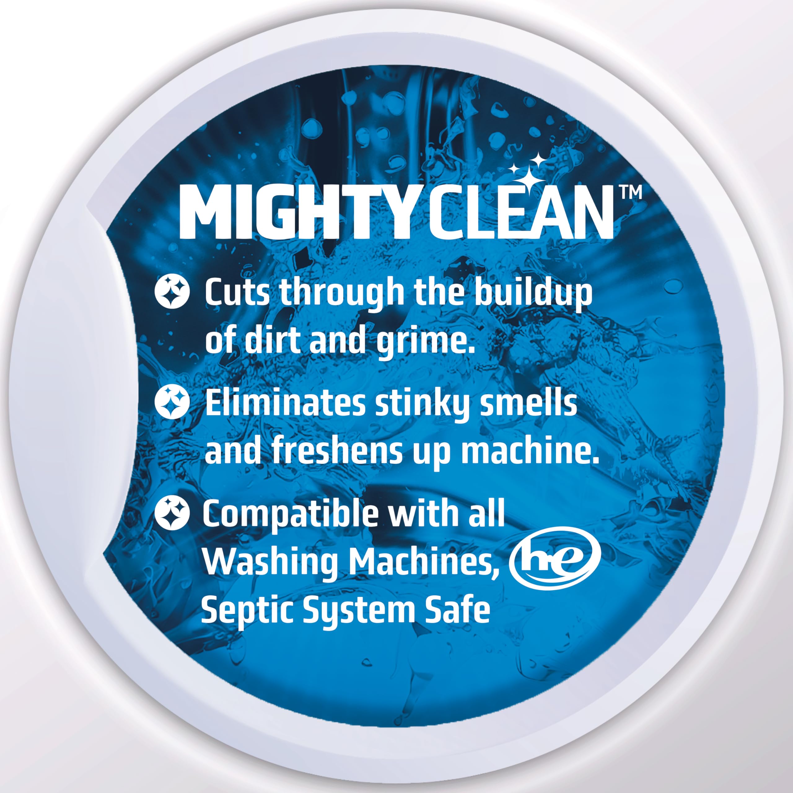 MIGHTY CLEAN pastilla junto a moneda para mostrar tamaño compacto y dosificación