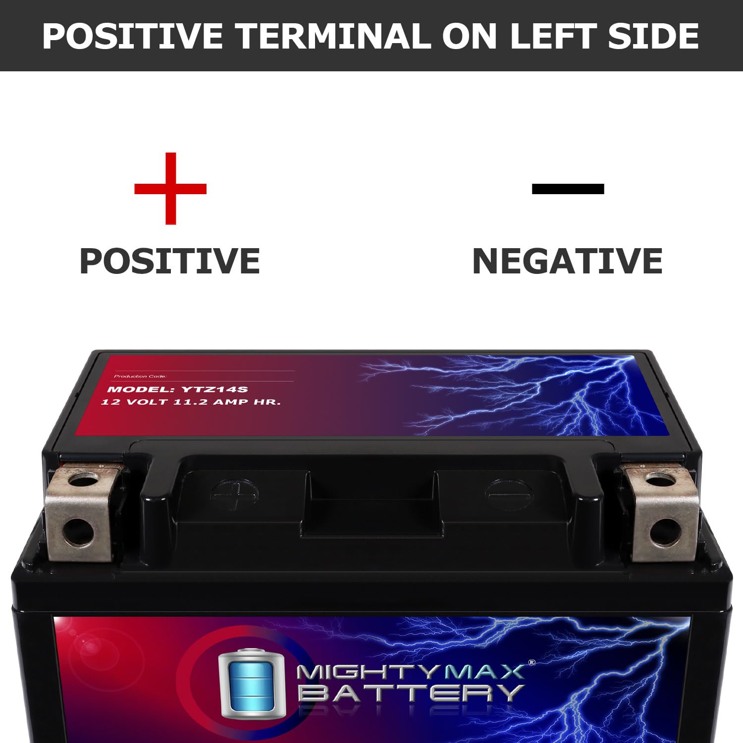 Mighty Max Battery YTZ14S terminales con polaridad positiva izquierda para conexión segura