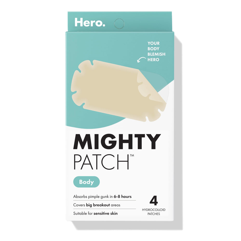 Mighty Patch empaque frontal mostrando tamaño y beneficio cobertura amplia