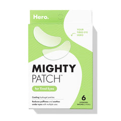 Mighty Patch frontal del paquete mostrando 6 parches y beneficios visibles