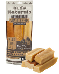 Mighty Paw paquete frontal mostrando palitos de queso natural y beneficios claros