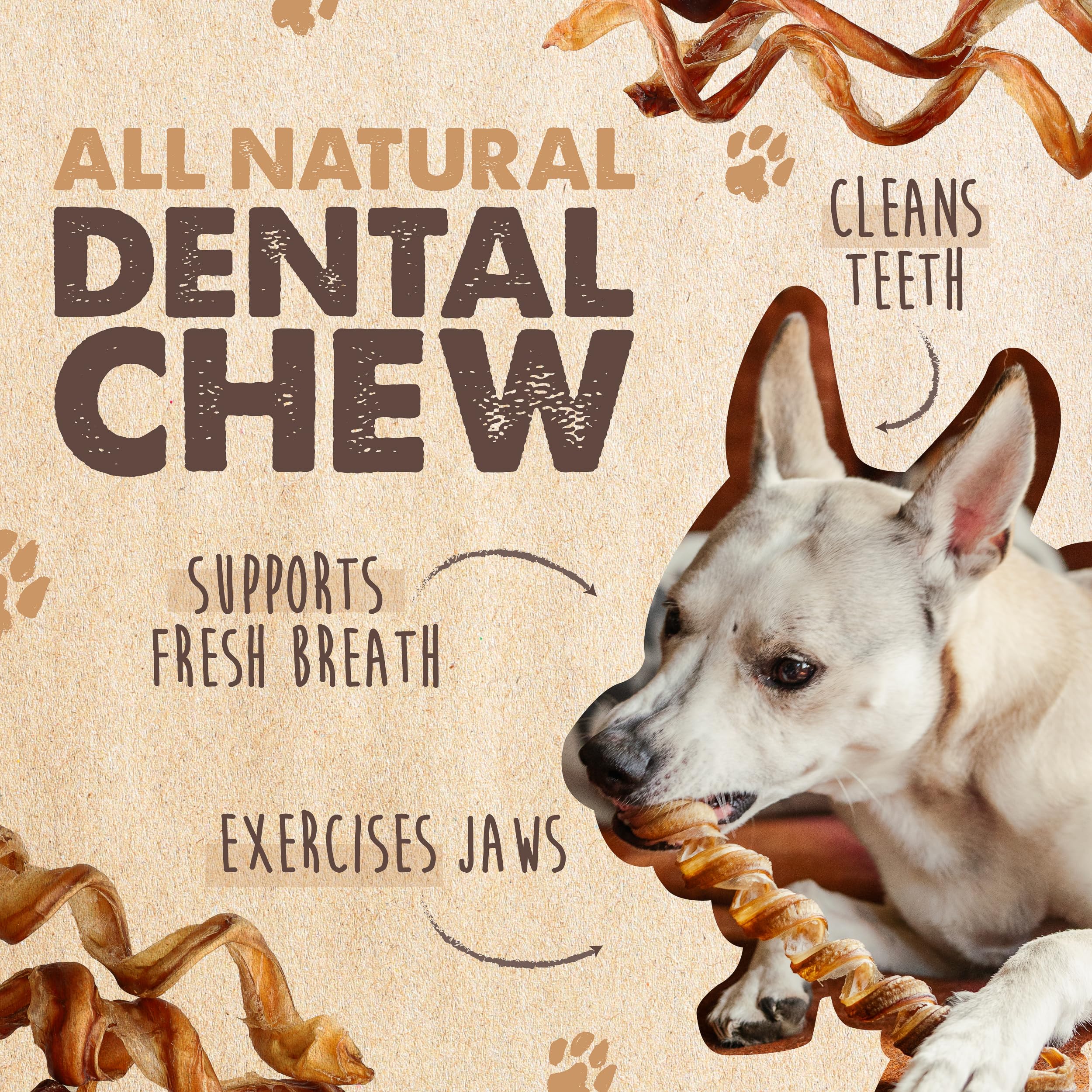 Mighty Paw textura cercana del bully stick mostrando superficie masticable