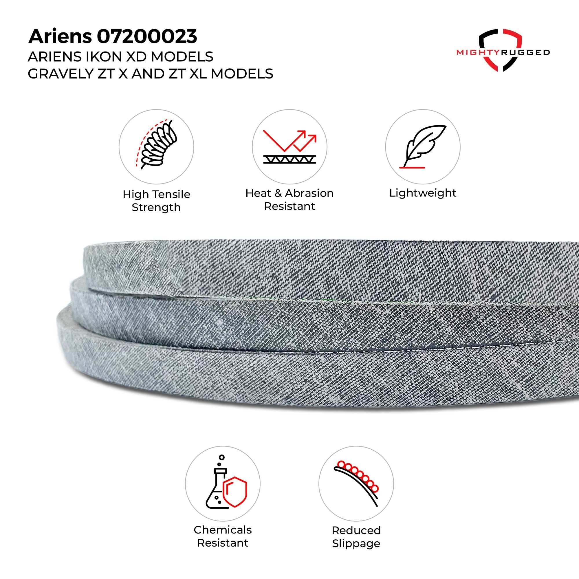 MightyRugged correa junto a regla para comparar 145.5 pulgadas, escala clara