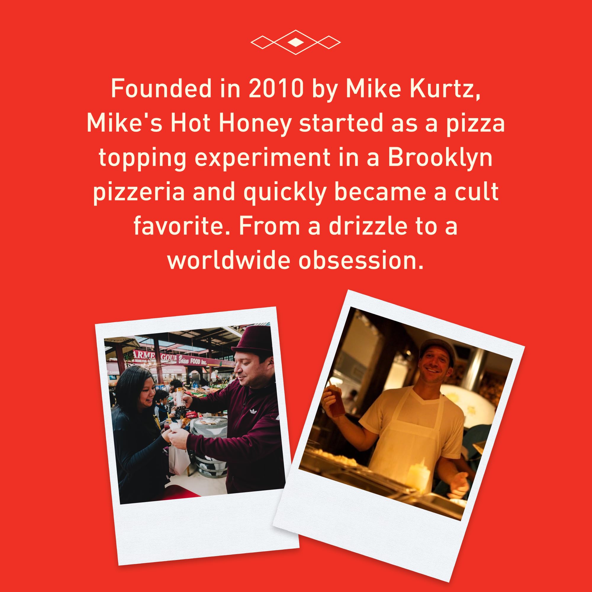 Mike's Hot Honey en encimera de cocina, ingrediente versátil en preparación de platos