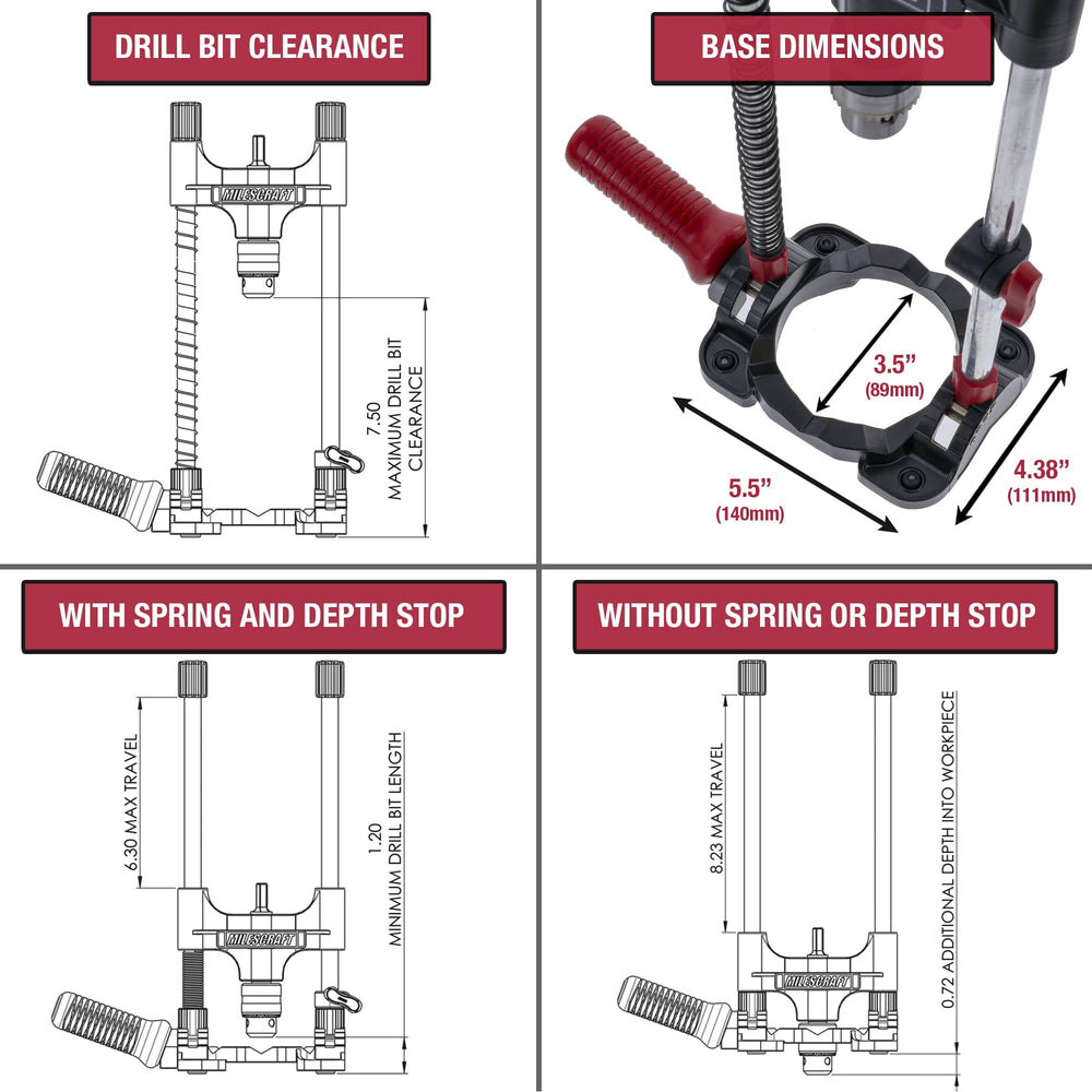 Milescraft DrillMate mecanismo de ajuste de ángulos para perforaciones exactas