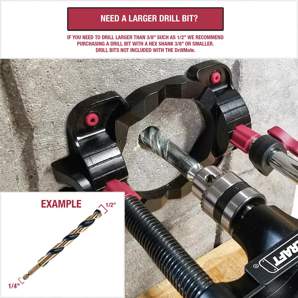 Milescraft DrillMate montado en taladro compatible mostrando versatilidad